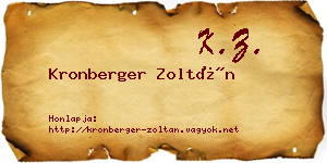 Kronberger Zoltán névjegykártya